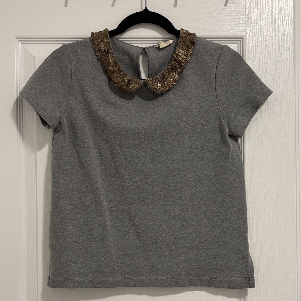 Club Monaco Women’s Top with Gold Sequin Collar